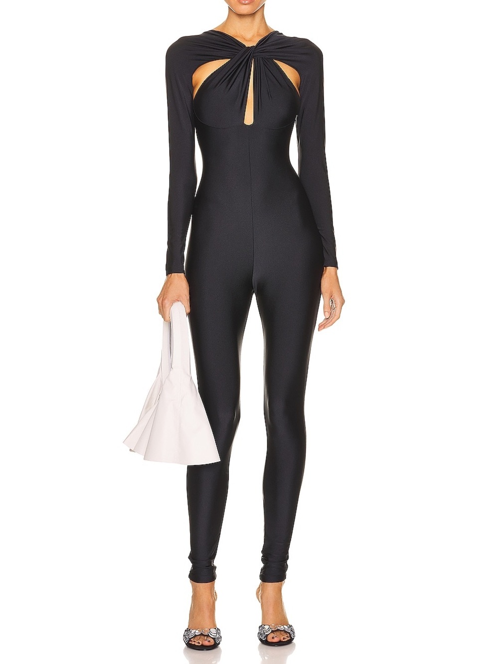 Coperni Black Long-Sleeve Twist-Front Jumpsuit